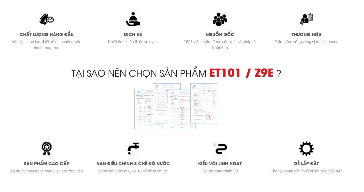 Thiết bị lọc nước Trên bồn rửa Cleansui ET101 / Z9E 1 Thiết bị lọc nước Trên bồn rửa Cleansui ET101 / Z9E 2