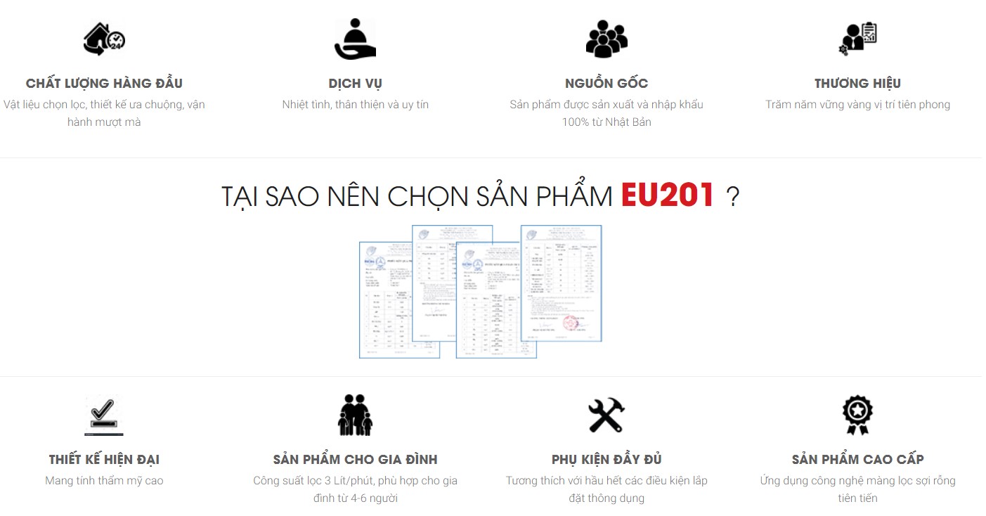 THIẾT BỊ LỌC NƯỚC TÍCH HỢP LẮP DƯỚI BỒN RỬA CLEANSUI EU201 1 MÁY LỌC NƯỚC CLEASUI EU201