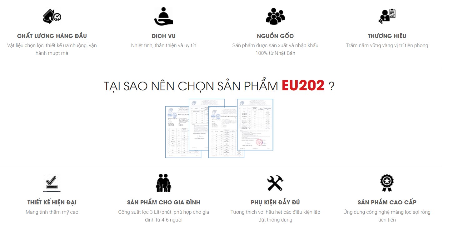 THIẾT BỊ LỌC NƯỚC TÍCH HỢP LẮP DƯỚI BỒN RỬA CLEANSUI EU202 1 máy lọc nước cleansui EU202