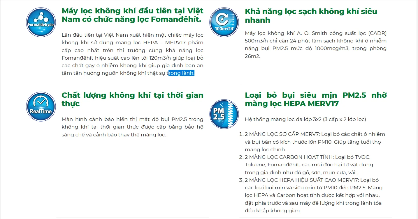 máy lọc không khí aosmith