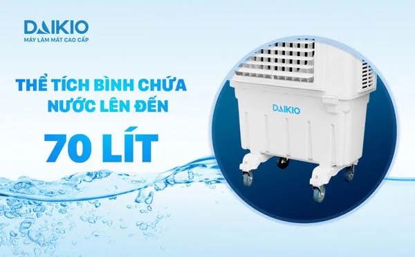 Máy làm mát cao cấp DAIKIO DKA-07000A (DK-7000A) 3 bình chứa của máy làm mát cao cấp daikio lên tới 70 lít