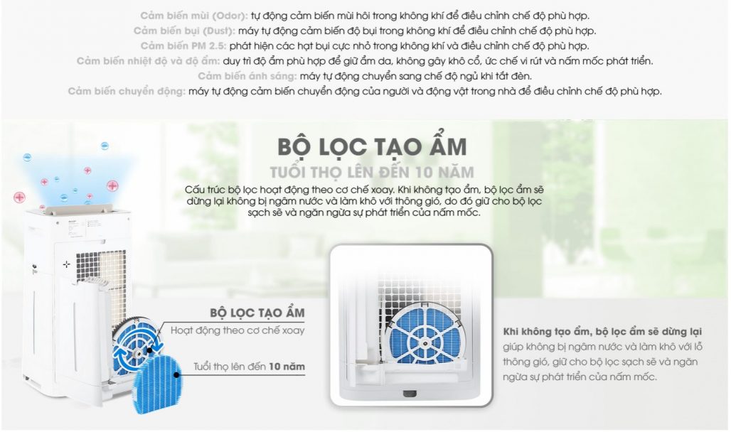 Máy lọc không khí Sharp KC-G60E-W 7 Máy lọc không khí Sharp KC-G60E-W 6
